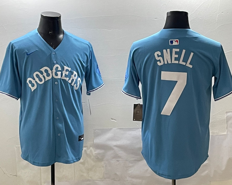 Men's Los Angeles Dodgers Blake Snell #7 Light Blue Limited Jersey