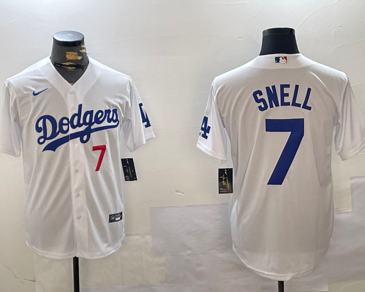 Men's Los Angeles Dodgers Blake Snell #7 White Jersey
