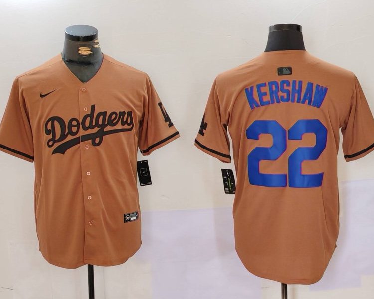 Men's Los Angeles Dodgers Clayton Kershaw #22 Brown Jersey