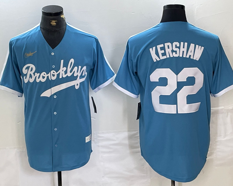 Men's Los Angeles Dodgers Clayton Kershaw #22 Light Blue Alternate Cooperstown Collection Jersey