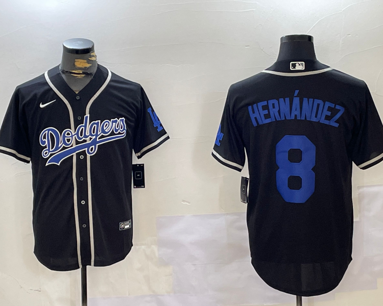 Men's Los Angeles Dodgers Enrique Hernandez #8 Black Jersey