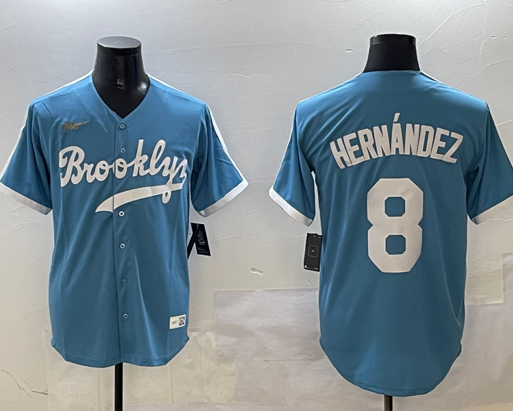 Men's Los Angeles Dodgers Enrique Hernandez #8 Light Blue Cooperstown Collection Limited Jersey