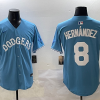 Men's Los Angeles Dodgers Enrique Hernandez #8 Light Blue Limited Jersey