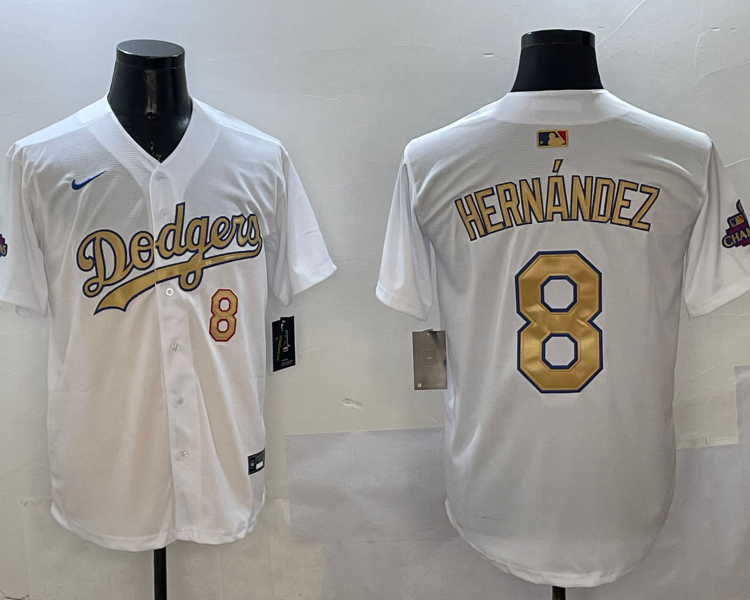 Men's Los Angeles Dodgers Enrique Hernandez #8 White 2025 Gold Collection Limited Jersey