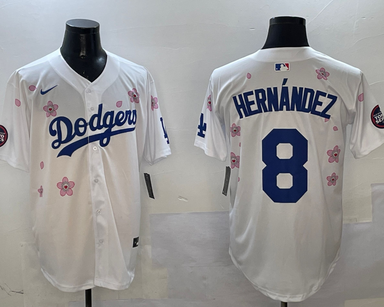 Men's Los Angeles Dodgers Enrique Hernandez #8 White Alternate Jersey