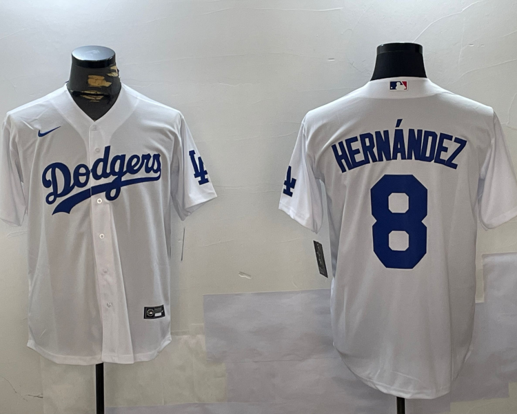 Men's Los Angeles Dodgers Enrique Hernandez #8 White Home Jersey