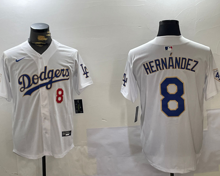 Men's Los Angeles Dodgers Enrique Hernandez #8 White Jersey