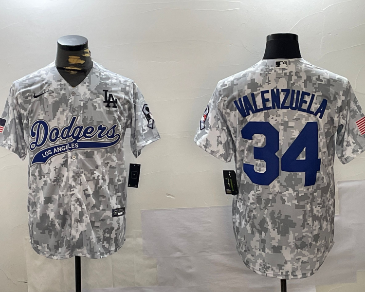 Men's Los Angeles Dodgers Fernando Valenzuela #34 Arctic Camo 2024 Salute to Service Limited Jersey