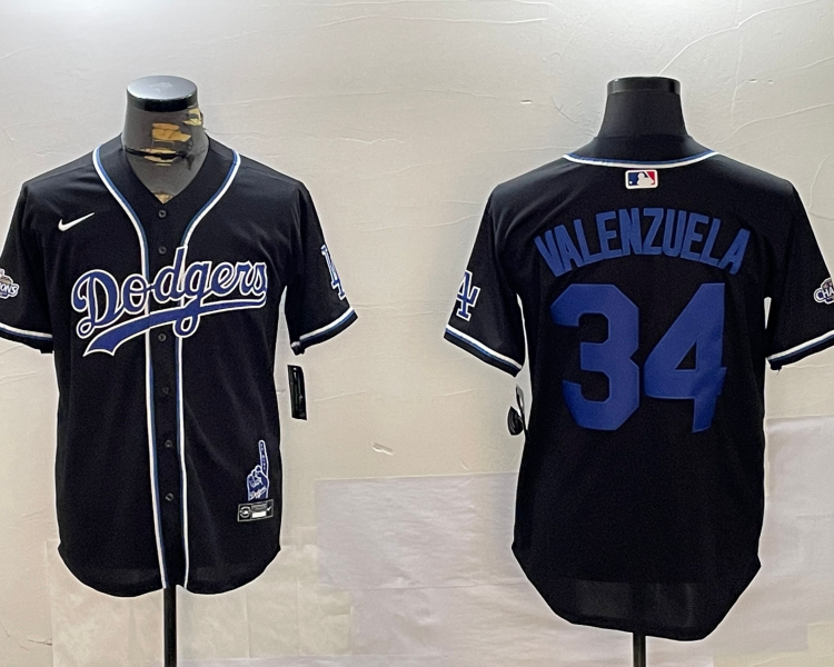 Men's Los Angeles Dodgers Fernando Valenzuela #34 Black Alternate Jersey