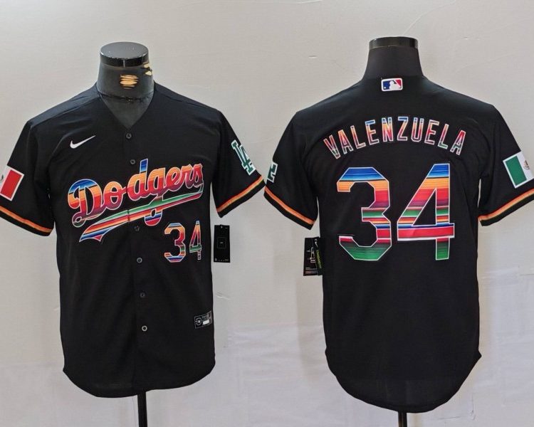 Men's Los Angeles Dodgers Fernando Valenzuela #34 Black Jersey