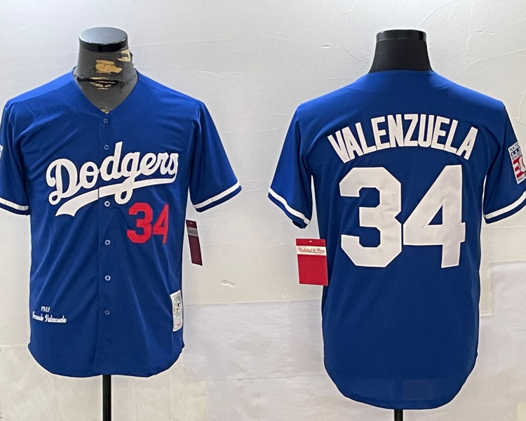Men's Los Angeles Dodgers Fernando Valenzuela #34 Royal 1981 World Series Baseball Jersey