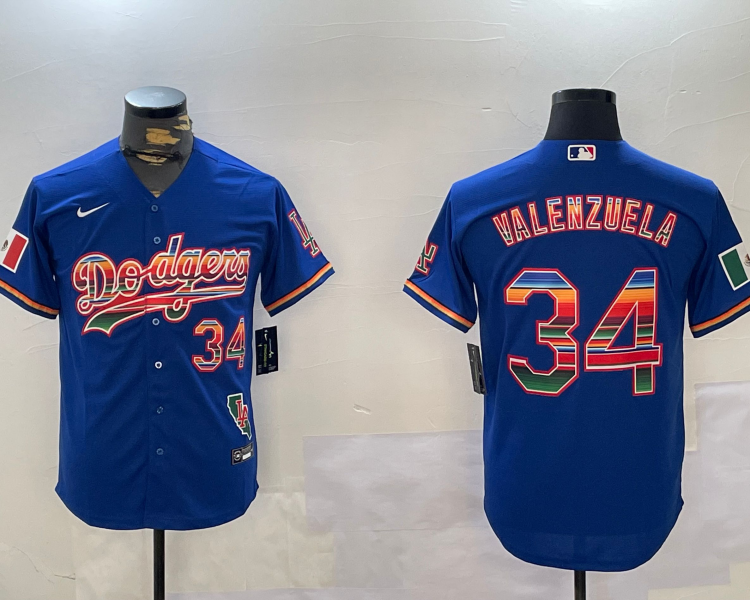 Men's Los Angeles Dodgers Fernando Valenzuela #34 Royal Jersey
