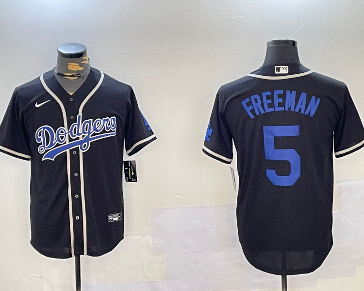 Men's Los Angeles Dodgers Freddie Freeman #5 Black Alternate Jersey