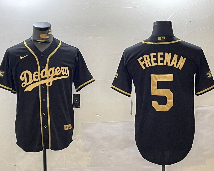 Men's Los Angeles Dodgers Freddie Freeman #5 Black Jersey