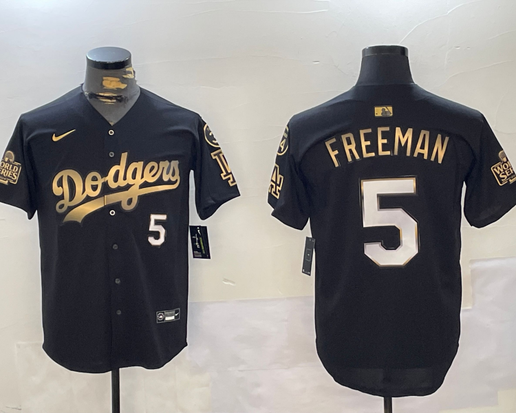 Men's Los Angeles Dodgers Freddie Freeman #5 Black Jersey