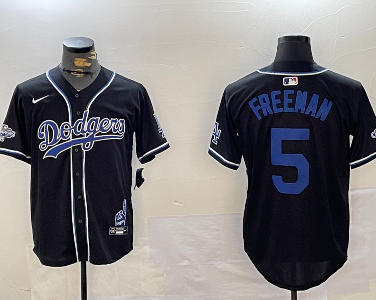 Men's Los Angeles Dodgers Freddie Freeman #5 Black Jersey