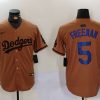Men's Los Angeles Dodgers Freddie Freeman #5 Brown Jersey