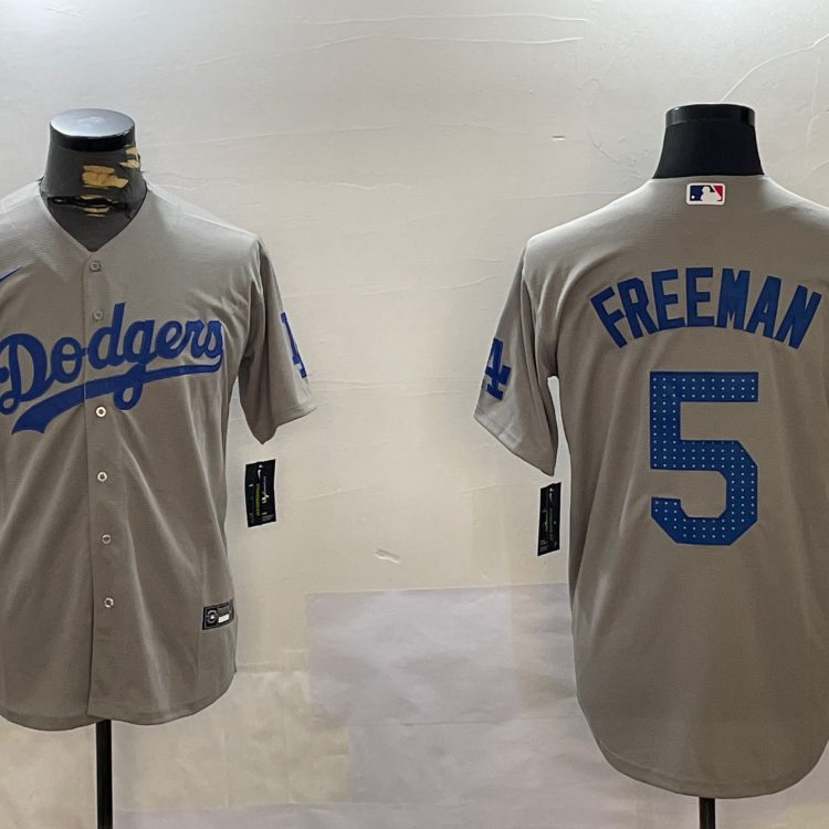 Men's Los Angeles Dodgers Freddie Freeman #5 Gray Jersey