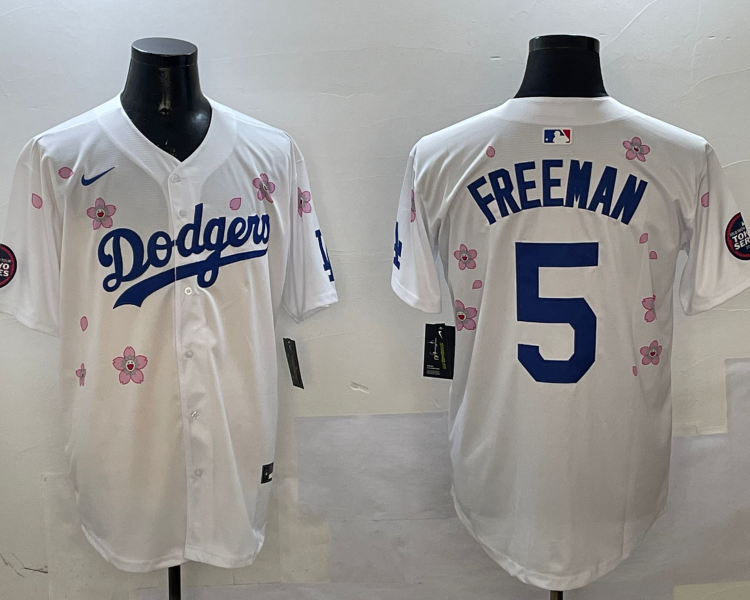 Men's Los Angeles Dodgers Freddie Freeman #5 White Alternate Jersey