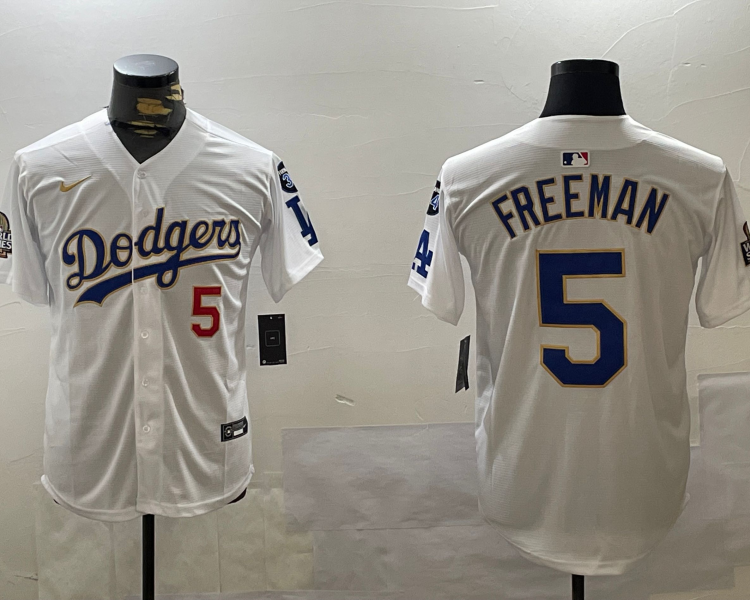 Men's Los Angeles Dodgers Freddie Freeman #5 White Jersey