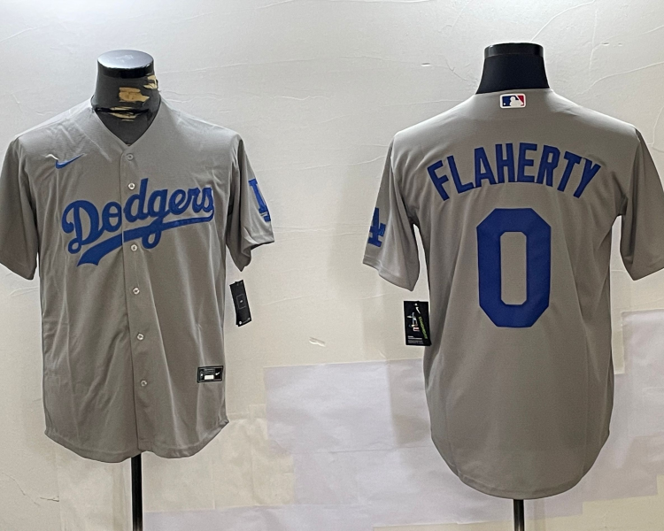 Men's Los Angeles Dodgers Jack Flaherty #0 Gray Jersey