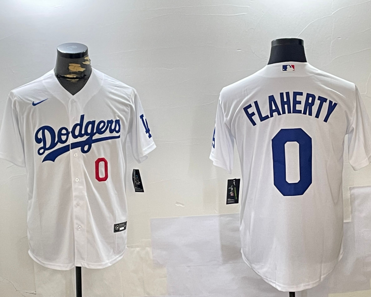 Men's Los Angeles Dodgers Jack Flaherty #0 White Home Jersey
