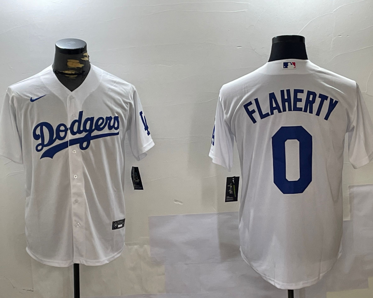 Men's Los Angeles Dodgers Jack Flaherty #0 White Jersey