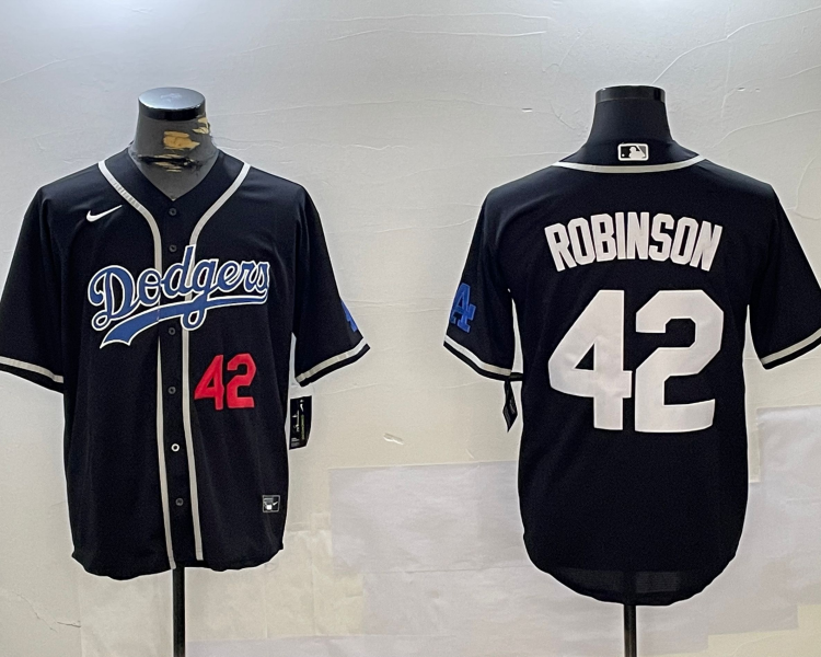 Men's Los Angeles Dodgers Jackie Robinson #42 Black Jersey