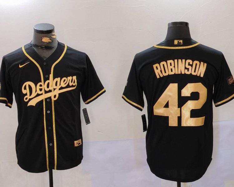Men's Los Angeles Dodgers Jackie Robinson #42 Black Jersey