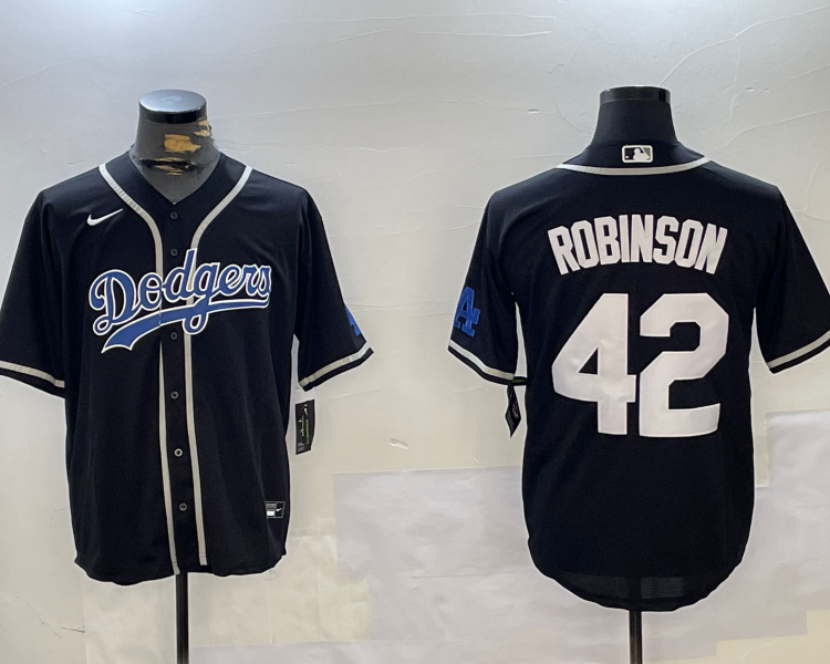Men's Los Angeles Dodgers Jackie Robinson #42 Black Jersey