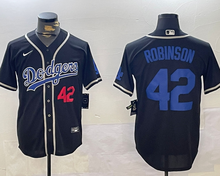 Men's Los Angeles Dodgers Jackie Robinson #42 Black Jersey