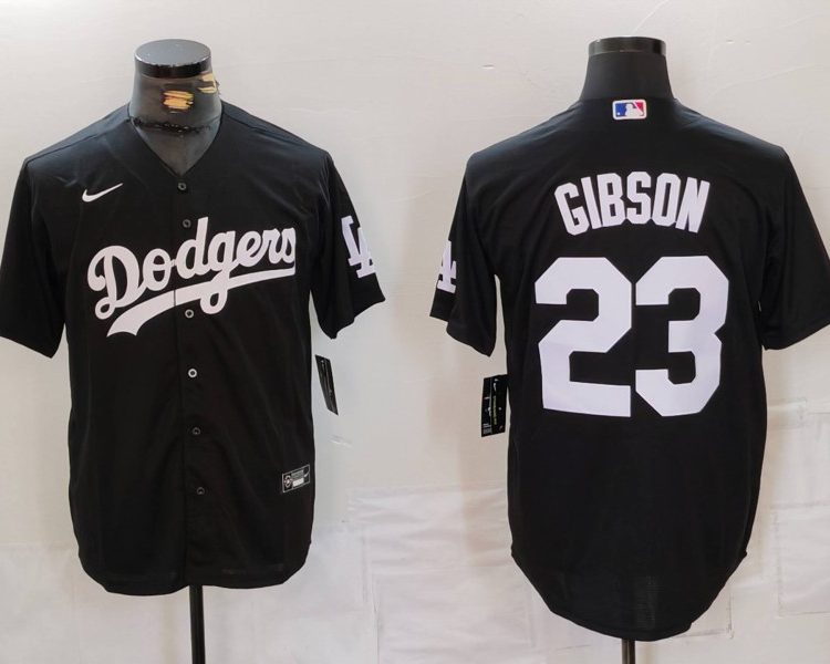 Men's Los Angeles Dodgers Kirk Gibson #23 Black Jersey