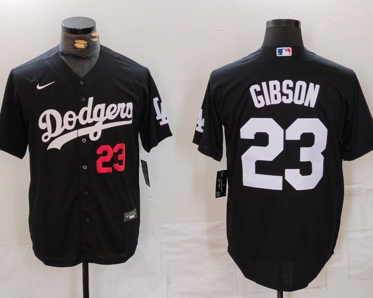 Men's Los Angeles Dodgers Kirk Gibson #23 Black Limited Jersey