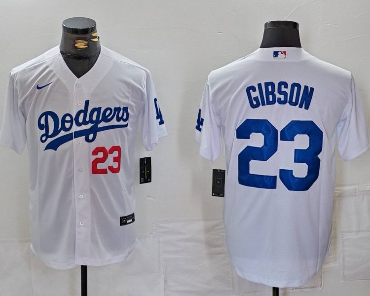 Men's Los Angeles Dodgers Kirk Gibson #23 White Home Limited Jersey