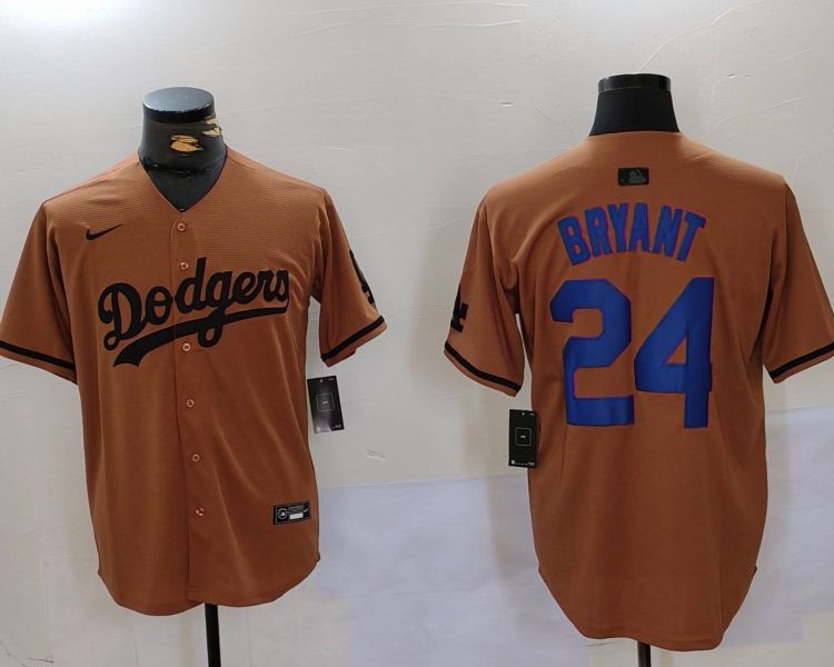 Men's Los Angeles Dodgers Kobe Bryant #24 Brown Jersey
