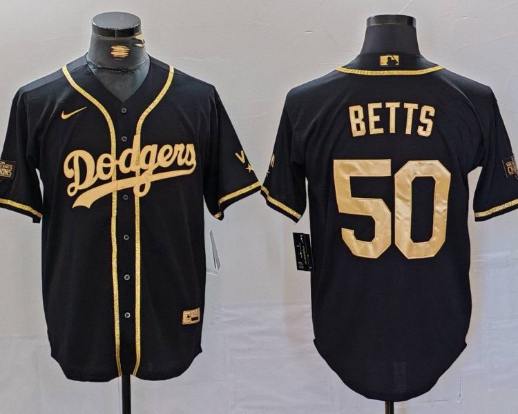 Men's Los Angeles Dodgers Mookie Betts #50 Black Jersey