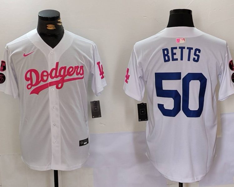 Men's Los Angeles Dodgers Mookie Betts #50 White Limited Jersey
