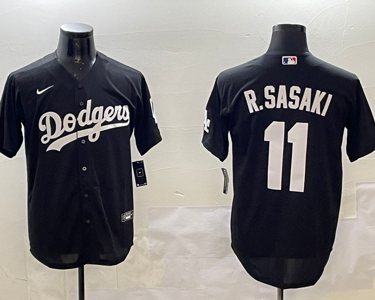 Men's Los Angeles Dodgers Roki Sasaki #11 Black Jersey