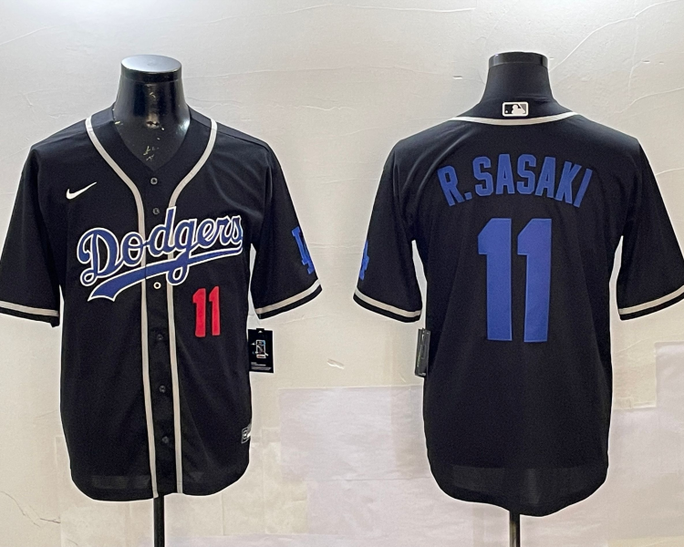 Men's Los Angeles Dodgers Roki Sasaki #11 Black Jersey