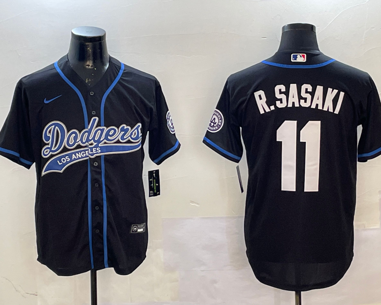 Men's Los Angeles Dodgers Roki Sasaki #11 Black Team Jersey