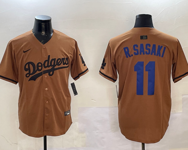 Men's Los Angeles Dodgers Roki Sasaki #11 Brown Jersey
