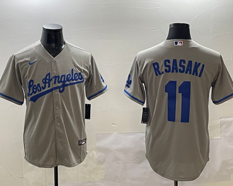 Men's Los Angeles Dodgers Roki Sasaki #11 Gray Alternate Team Jersey