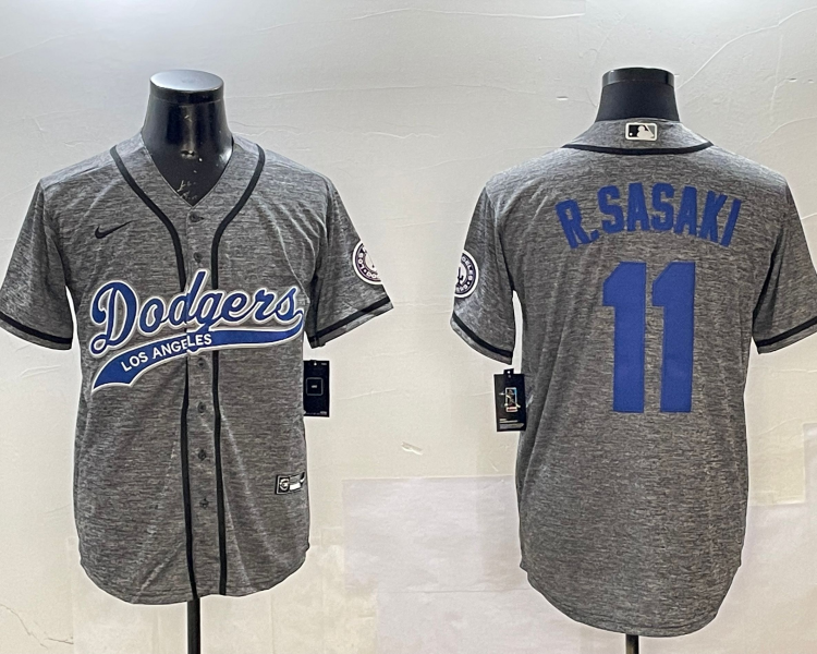 Men's Los Angeles Dodgers Roki Sasaki #11 Gray Jersey