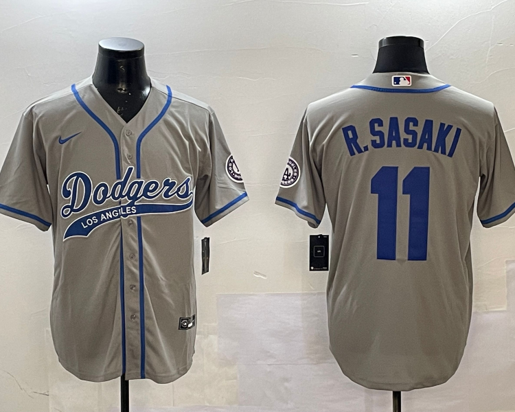 Men's Los Angeles Dodgers Roki Sasaki #11 Gray Jersey
