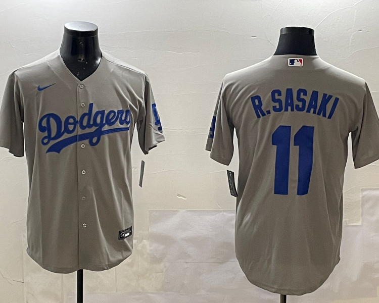 Men's Los Angeles Dodgers Roki Sasaki #11 Gray Jersey