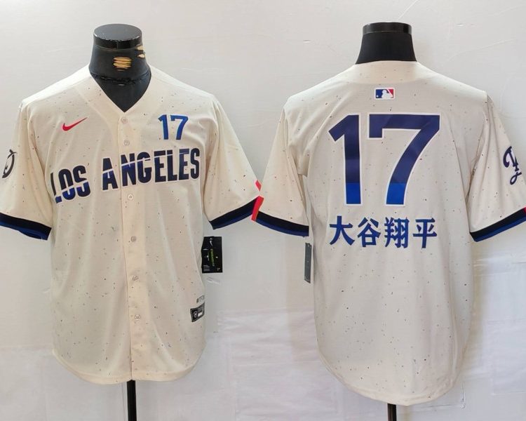 Men's Los Angeles Dodgers Shohei Ohtani #17 Cream 2024 City Connect Jersey