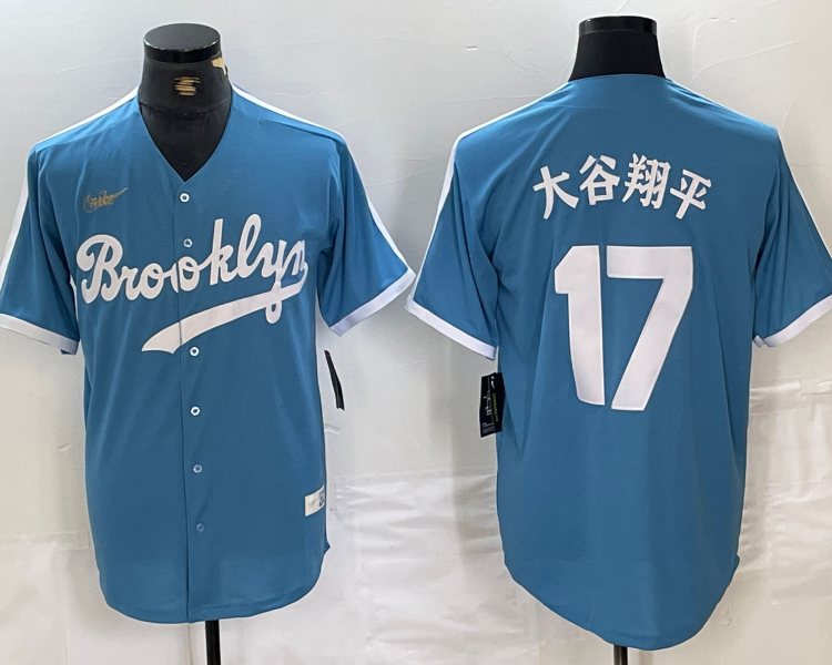 Men's Los Angeles Dodgers Shohei Ohtani #17 Light Blue Cooperstown Collection Jersey