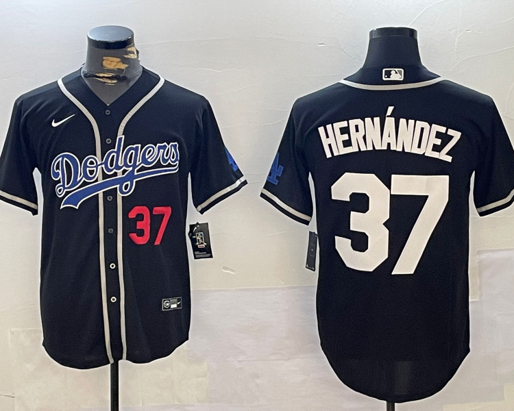 Men's Los Angeles Dodgers Teoscar Hernandez #37 Black Jersey