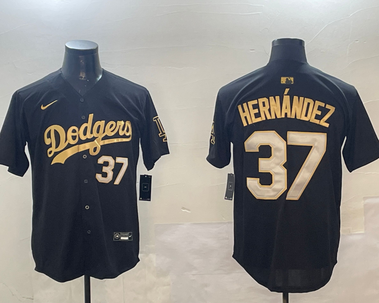 Men's Los Angeles Dodgers Teoscar Hernandez #37 Black Jersey
