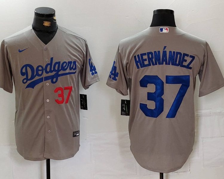 Men's Los Angeles Dodgers Teoscar Hernandez #37 Gray Limited Jersey